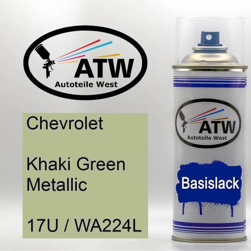 Chevrolet, Khaki Green Metallic, 17U / WA224L: 400ml Sprühdose, von ATW Autoteile West.